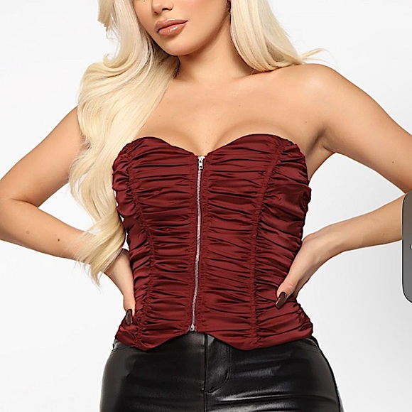 Dolls Kill Tops - Ruched corset crop top zip up